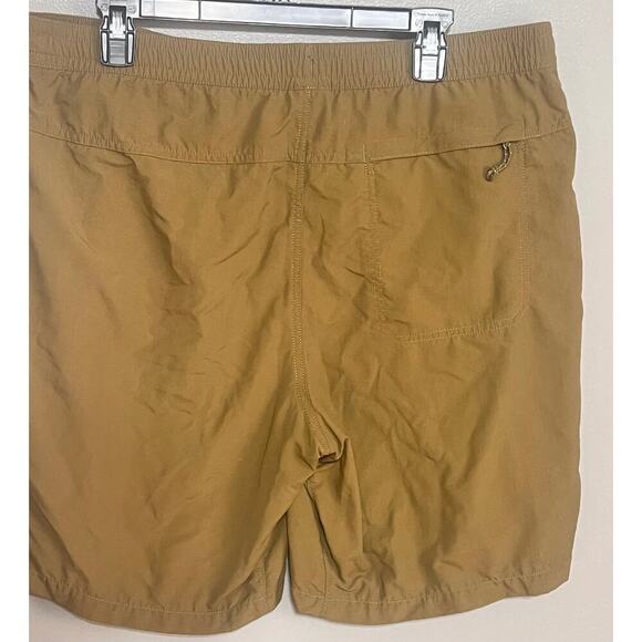 North Face Large Mens Pull Up Shorts Olive Green Zippered Pocket Quick Dry Nylon - Picture 2 of 7